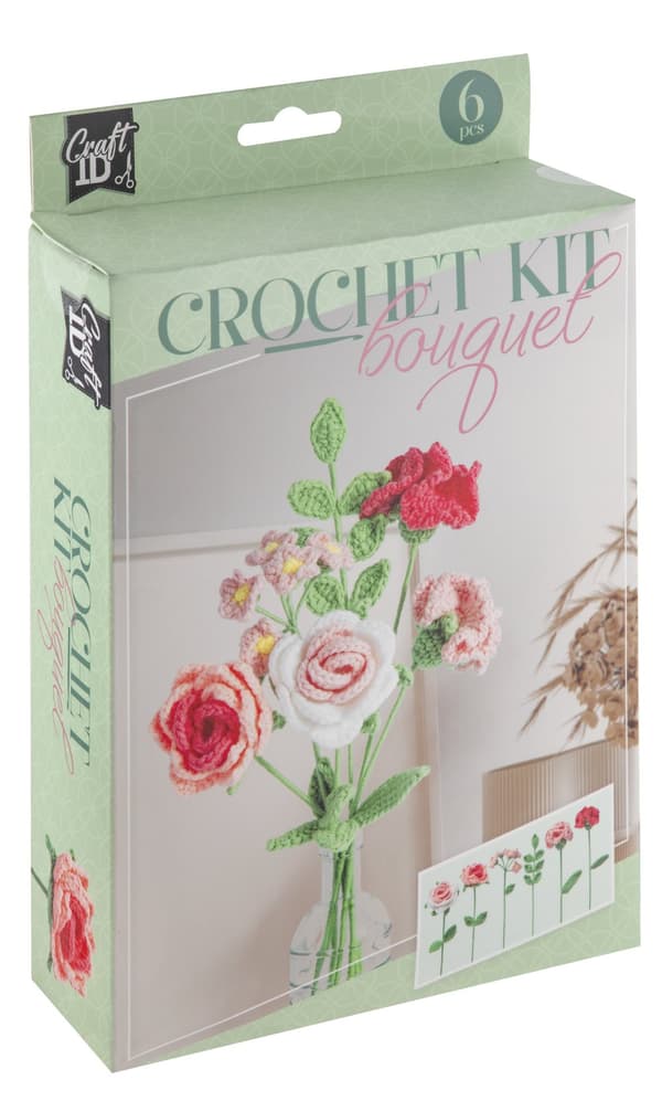 Craft ID - Crochet kit Flower Bouquet Pink (CR1736/GE)