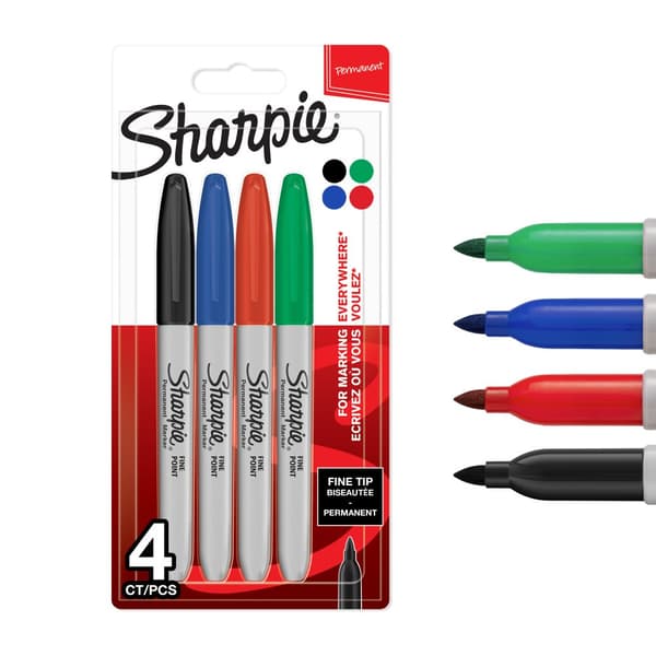 Sharpie - Permanent Markers - Assorted Standard Colours - 4 Count