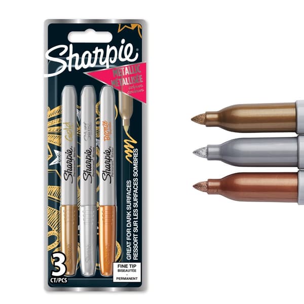 Sharpie - Metallic 3-Blister - Gold/Silver/Bronze - 1.4 mm