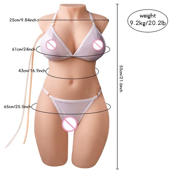 Elektrisk torso för vuxna män, realistiska bröst, automatisk vaginal sugning, Pologne, elektrisk version