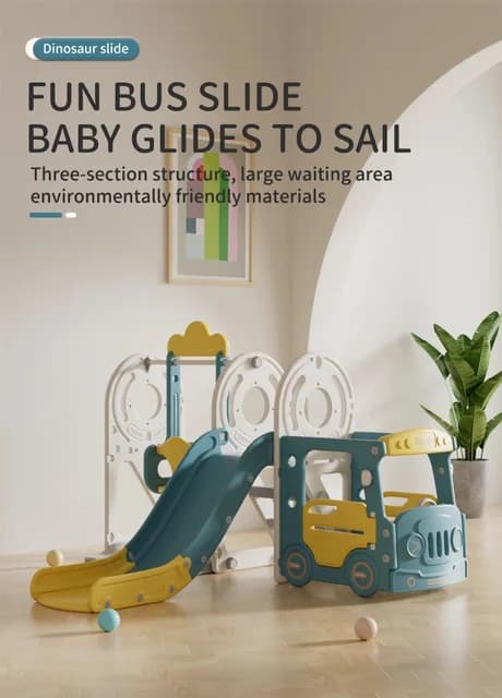 Babyslide, Rolig Design, Multifunktionell med Gunga, XLB01-GREEN