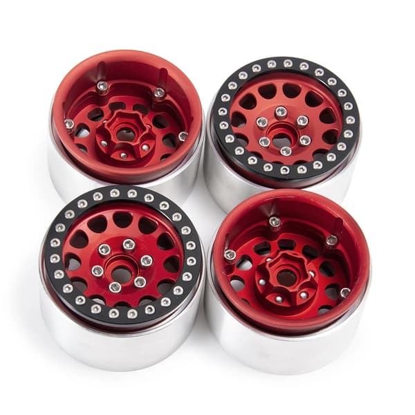 RC Crawler Hjul Fälgar, Metall Legering Konstruktion, 19 tum Beadlock Nav, Röd 4 st