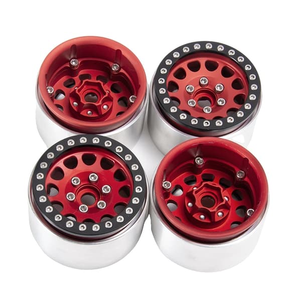 RC Crawler Hjul Fälgar, Metall Legering Konstruktion, 19 tum Beadlock Nav, Röd 4 st