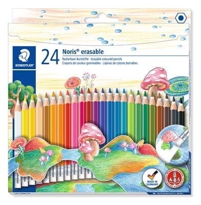 Staedtler - Noris erasable colour pencils with eraser  24 pcs (144 50NC24)