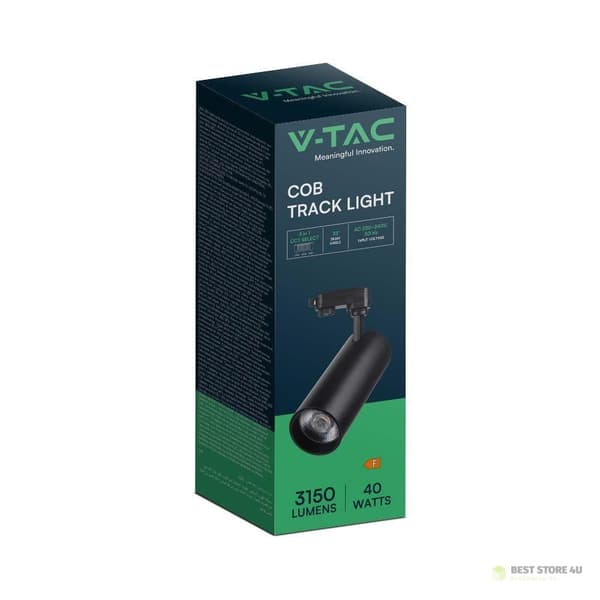 Skinnesystem 3F V-TAC 40W LED 35st CCT CRI90+ Sort VT-47050 2700K-4000K-6000K 3150lm