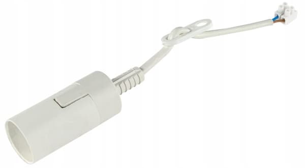 E14 bygge- og renoveringslampefatning med 20 cm ledning, hvid