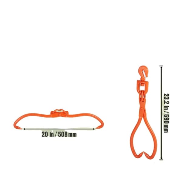 Log Skidding Tongs, Heavy Duty Steel, Læsningsevne, 2Jaws 20 tommer håndtag