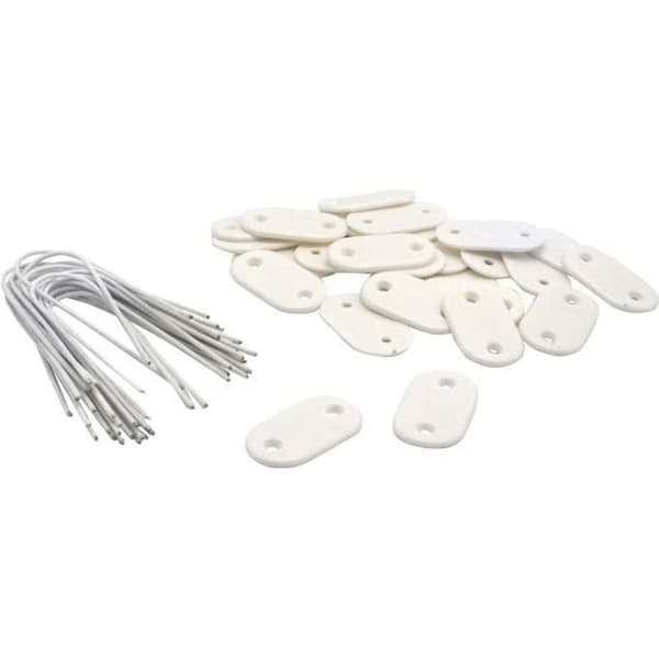 NATUR Uppsättning med 26 nätfästen - Plastskärmar och kanaler - Vit - (Slips + 14 cm plastbelagd tråd)