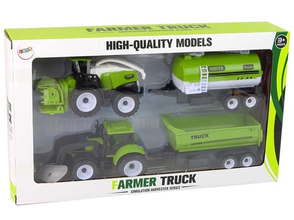 Farm Vehicle Set Tractor Harvester Tanker Semi-trailer