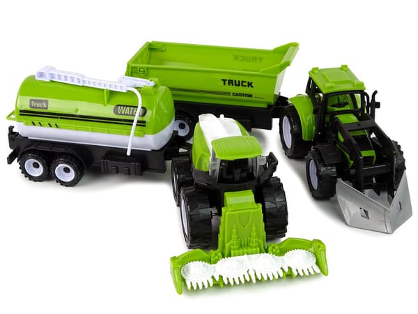 Farm Vehicle Set Tractor Harvester Tanker Semi-trailer