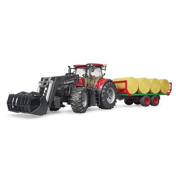Case Optum traktor med ballevogn BRUDER 03198 Profi 1:16