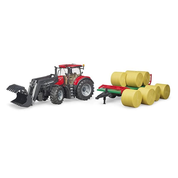 Case Optum traktor med ballevogn BRUDER 03198 Profi 1:16