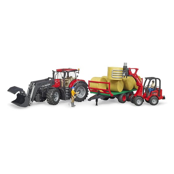 Case Optum traktor med ballevogn BRUDER 03198 Profi 1:16