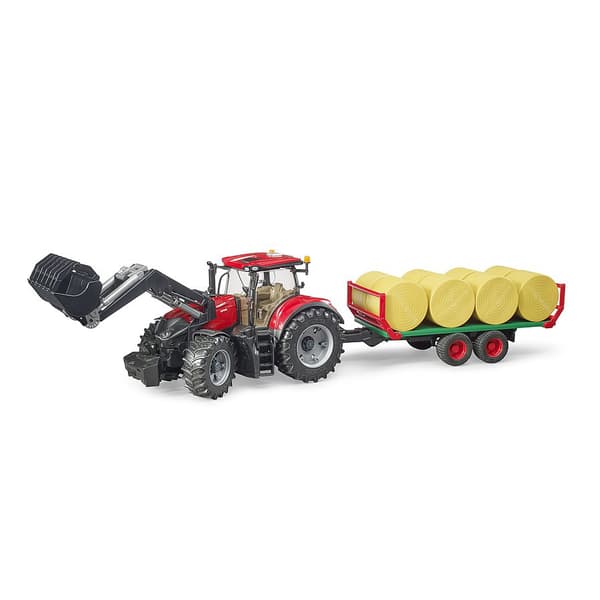 Case Optum traktor med ballevogn BRUDER 03198 Profi 1:16