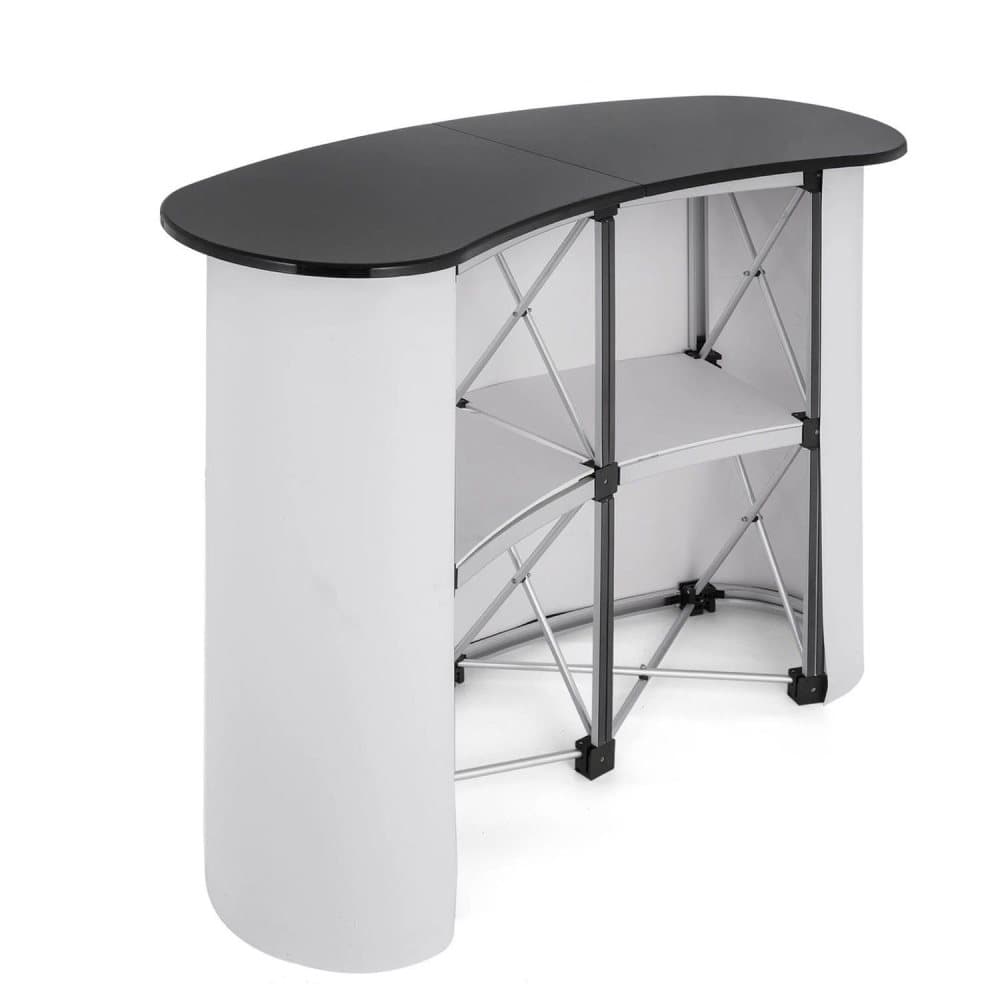 130X98cm Bärbar Pop Up-mässdisk med 2 förvaringsställ,vikbar design,lättanvänd