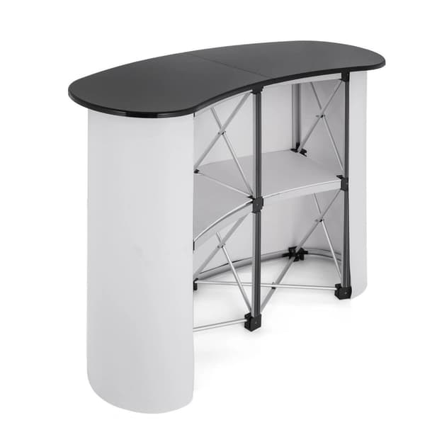 130X98cm Bärbar Pop Up-mässdisk med 2 förvaringsställ,vikbar design,lättanvänd