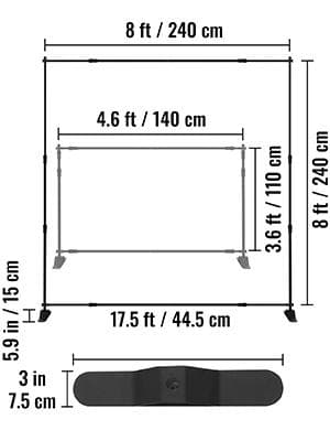 240X240 cm bärbar steg och upprepa bannerstativ, lämplig för mässor, fotostudior, justerbar i höjd och bredd, stabil, lätt att montera