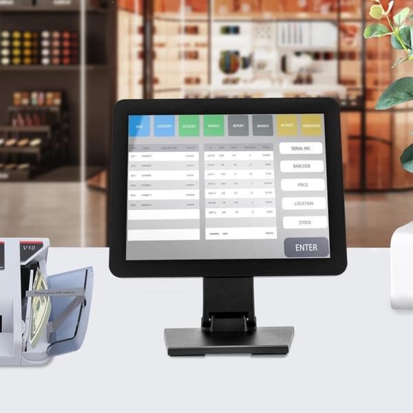 15-tommer LCD-kasseapparat, højopløsningsdisplay, multi-interface tilslutning, energieffektiv