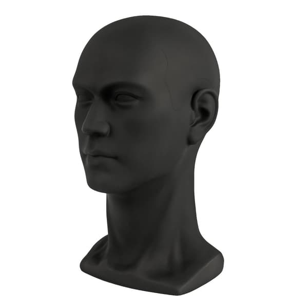 Mannequin Hoved, 50 cm Hovedomkreds, Moderne Stil, PVC Materiale,Matte Sort