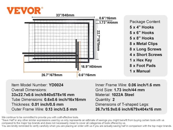 Grid Väggpanel Displayställ, Hållbar Metall, Dubbelnivå Design,Golvvägg 2-pack