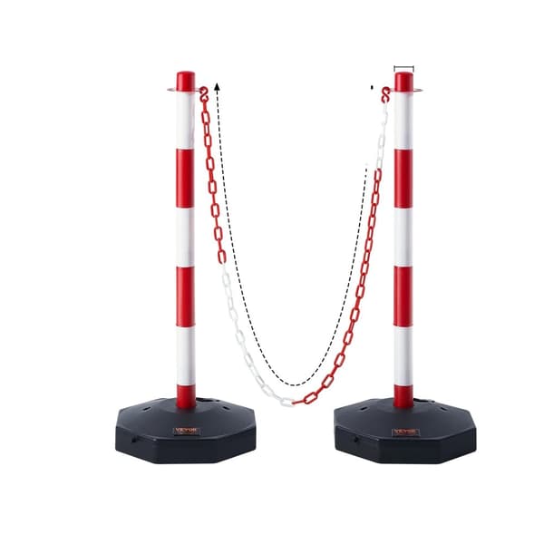 Trafikafgrænsningsstolper, justerbar højde, fyldbar base, 8FT kæde., GulSort 34tommer6stk Red White 34in 2pcs