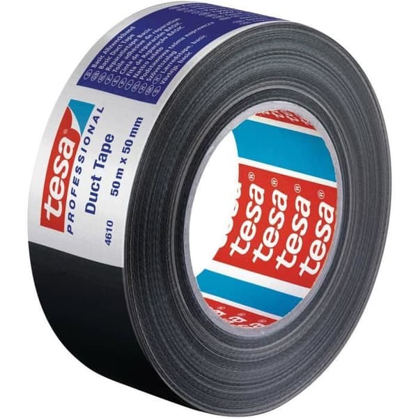 Tyghäftande tejp - TESA - 04610-00004-00 - 50 m x 50 mm - Gummi - Svart