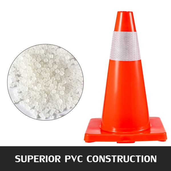 Liikenteenesteet, kestävä PVC-materiaali, erittäin näkyvä punainen, 18 tuumaa korkea