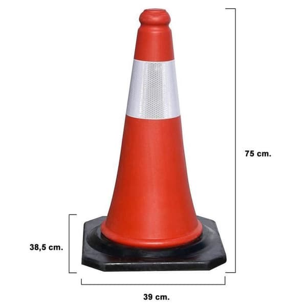 Trafikkon - WOLFPACK - 70 cm - Gummibas - Reflex - Orange