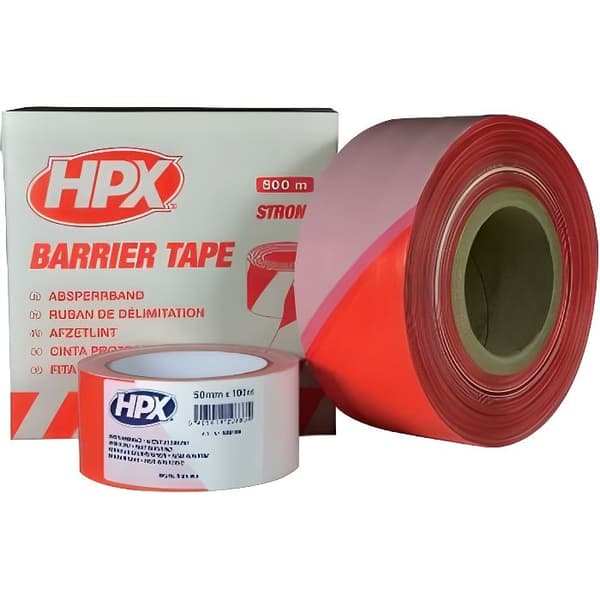 Icke-häftande röd och vit gränstejp 50mm x 100m - HPX - Blandad - Röd
