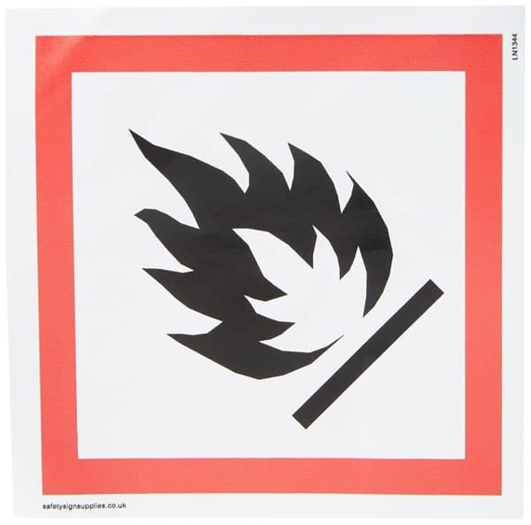 Vikingaskyltar - LN1344-S10-V - Brandfarligt - CLP-symbolskylt, vinyl, 100 mm x 100 mm