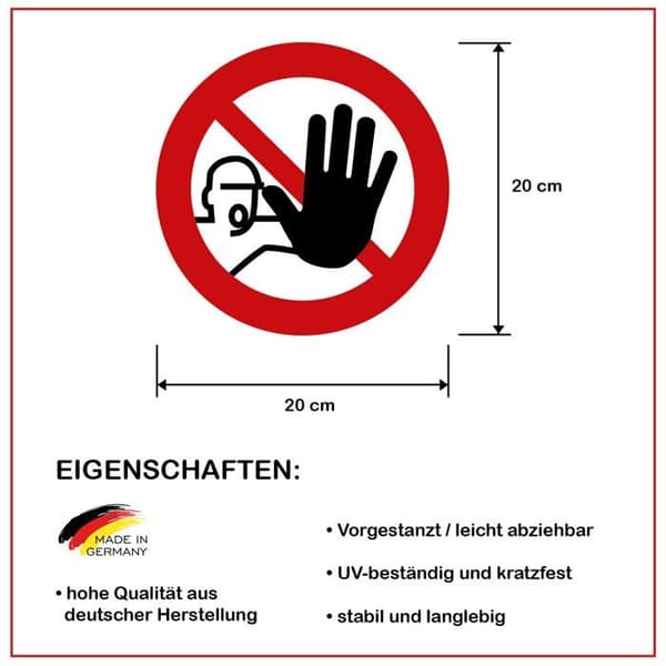 Prolac specifikationer - ZUV - Sticker Ingen åtkomst för obehöriga 200 mm