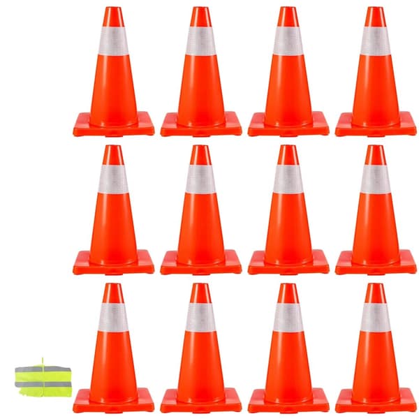 Trafiksäkerhetskonor, reflexkrags, justerbara höjder,18 tum 12 stycken