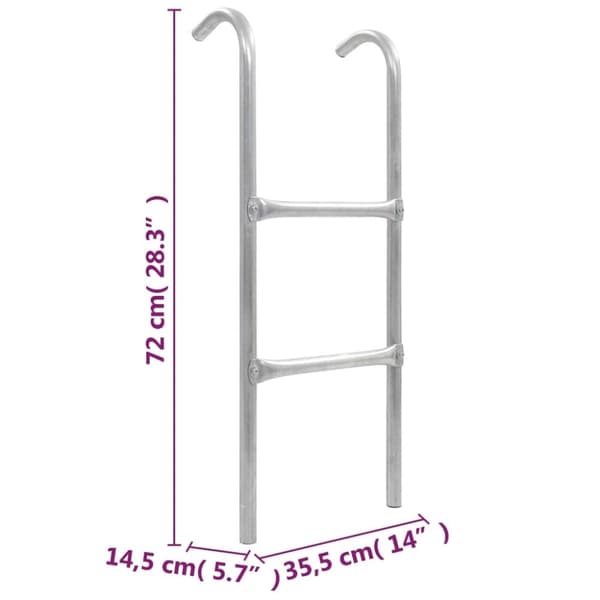 vidaXL Stege till studsmatta 2 steg stål silver 72 cm