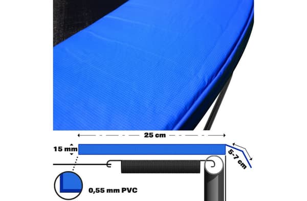 Kantpude til trampolin - Kantbeskyttelse - 244 cm diameter - blå