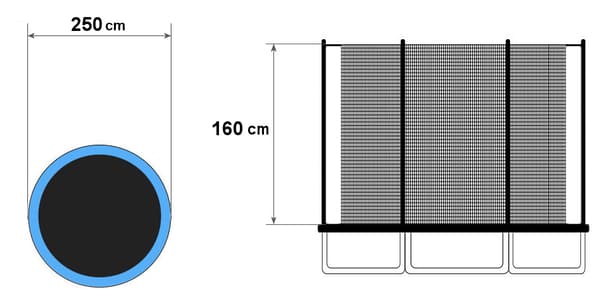 Trampolinnet 244 cm - yderrand - 6 stolper - 8Ft - sikkerhedsnet