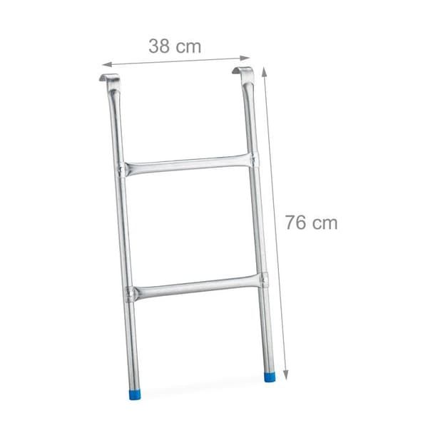Relaxdays Trampolinstege trappaccessoar trädgård steg barn H x B: 76 x 38 cm, silver
