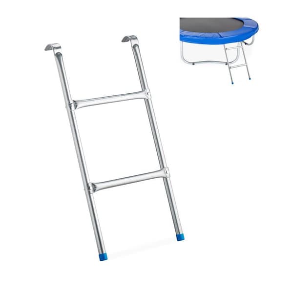 Relaxdays Trampolinstege trappaccessoar trädgård steg barn H x B: 76 x 38 cm, silver