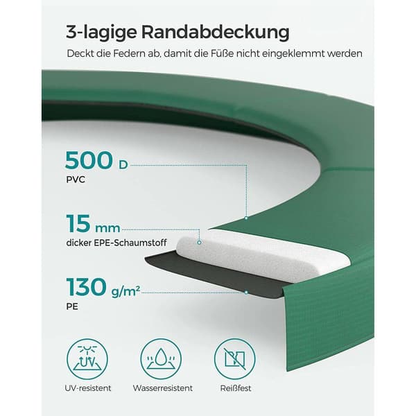 Rootz Trampolin - Udendørstrampolin - Rund Havetrampolin - Børnetrampolin - Voksetrampolin - Havetrampolin - Rund Trampolin - Trampolin med sikkerheds
