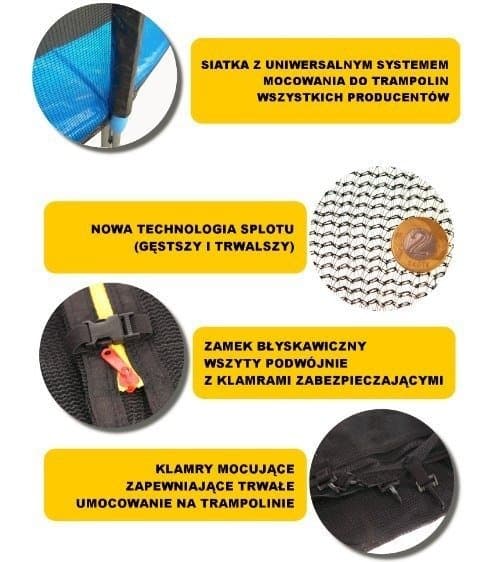 Udendørs trampolinnet 12ft/374cm 180cm til 8 stolper