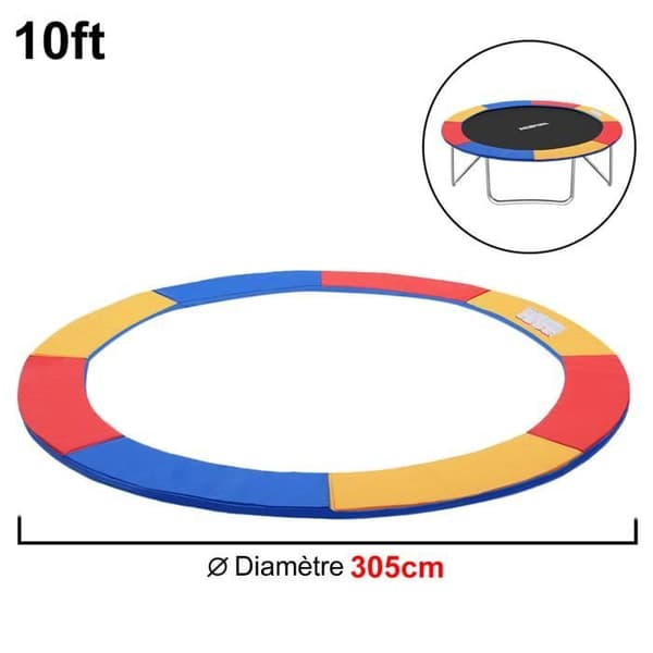 YUENFONG Trampolinkantskydd Ø 305cm - PVC PE för studsmatta - UV- och rivbeständig - 10FT Multicolor