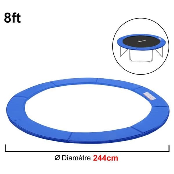 YUENFONG Trampolin kantskydd Ø 244cm - PVC PE för studsmatta -UV och rivbeständig -8FT Blå