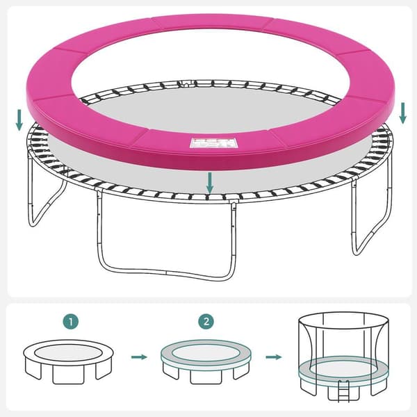 Rootz Trampolinfälgskydd - Trampolinkantskydd - Trampolinskydd - Trampolinstoppning - Trampolinramskydd - Rosa
