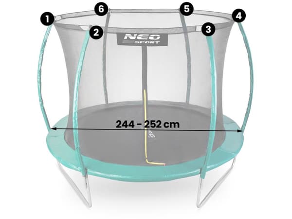 Indvendigt trampolinnet 252 cm 8ft Neo-Sport