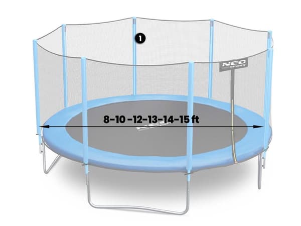 Topstang til trampolin med udendørs net 8-15 fod blå Neo-Sport