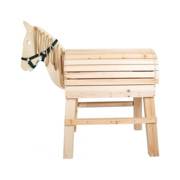 Valvhäst - BALANE - 111 cm - Obehandlat trä - Väderbeständig - Blandat
