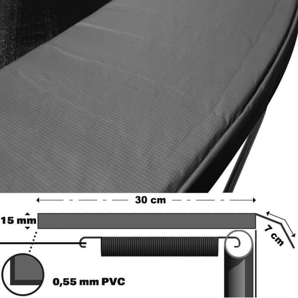12ft Blått Trampolinkantöverdrag för 366-374cm Trampoliner - Hållbart PVC & PE-material