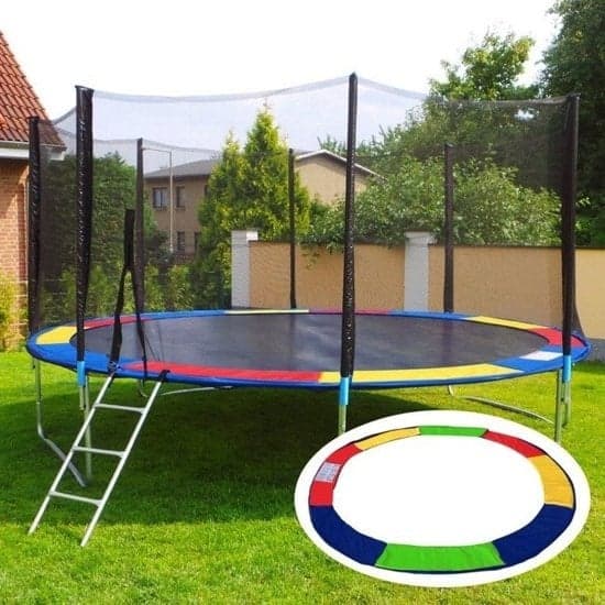 Professionellt trampolinkantöverdrag för sportklubbar & fitnesscenter - 366cm, regnbåge, slitstarkt PVC & PE-material