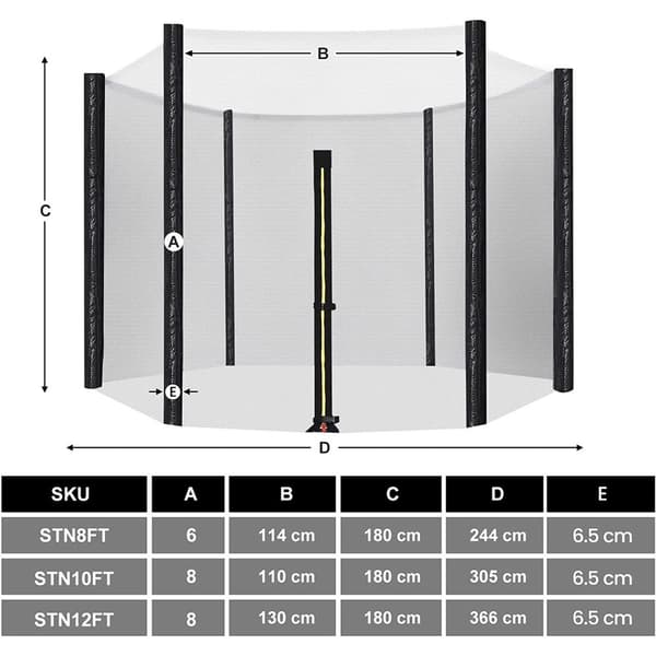 Trampolin - Sikkerhedsnet og kantdækning - Ø 244 cm