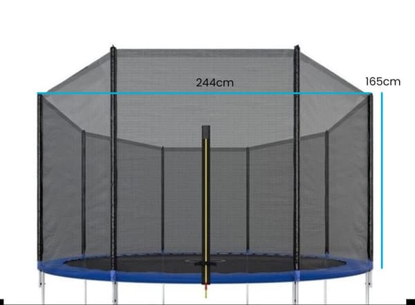 Korkealaatuinen 244cm trampoliiniturvakalvo - Säänkestävä, 165cm korkea, Itävaltalainen laatu