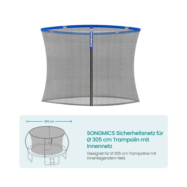 Säkerhetsnät - för trampolin - Ø 305 cm - med inre nätverk